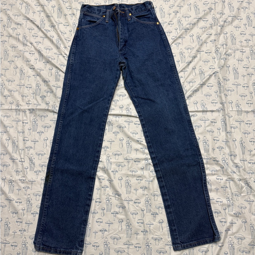 Wrangler Blue Denim Jeans with Tan Accents